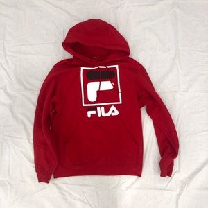 Red Fila Branded Hoodie